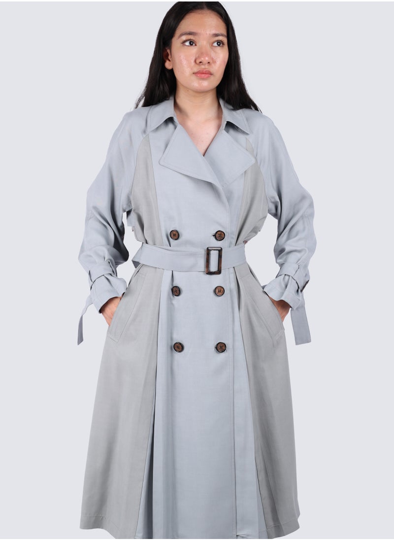VERO MODA - Women's Double Tone Belted Coat in Hurricane - Image 1