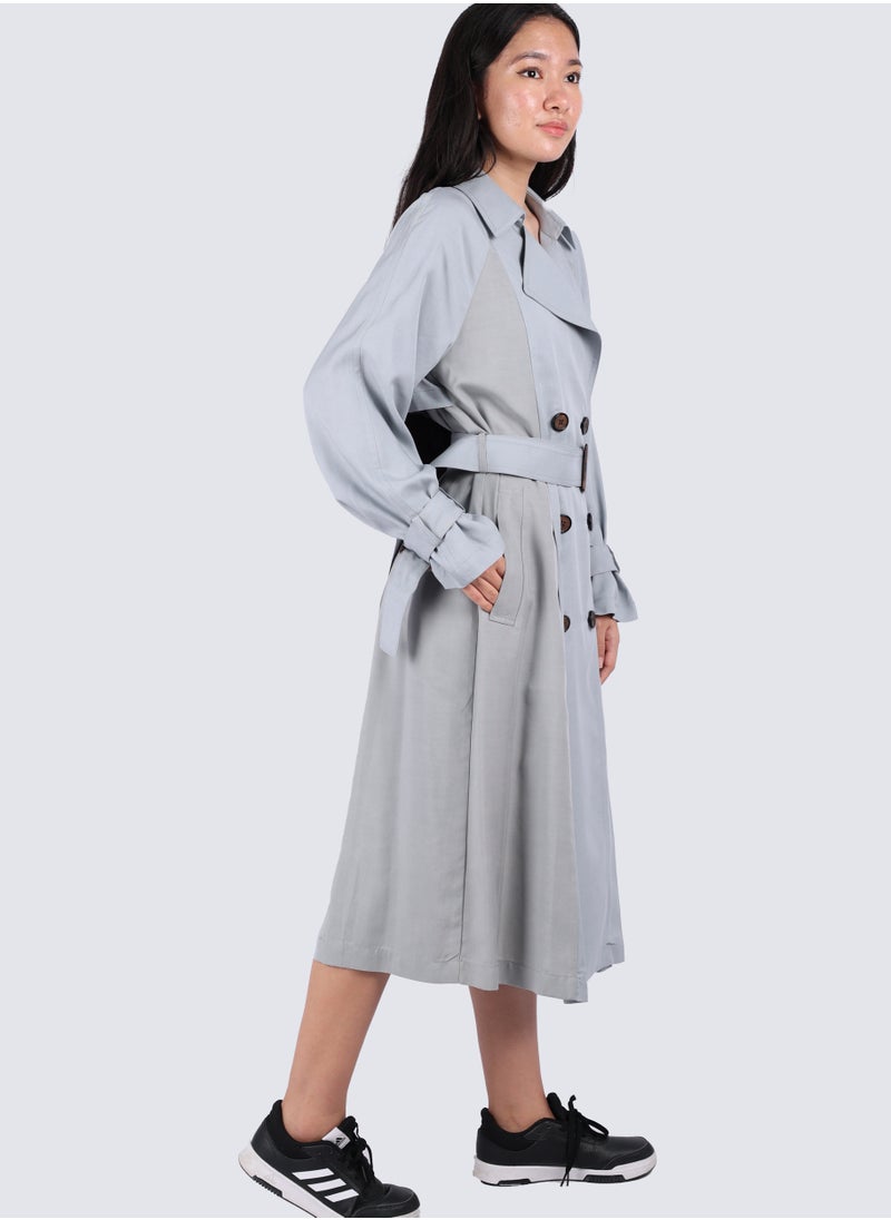 VERO MODA - Women's Double Tone Belted Coat in Hurricane - Image 1