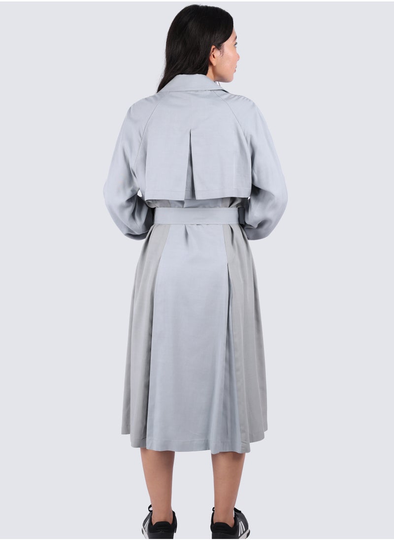 VERO MODA - Women's Double Tone Belted Coat in Hurricane - Image 1