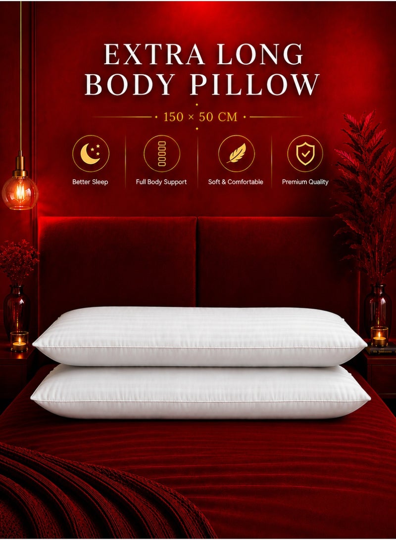 House One 3 Piece | Long Sleeping Pillow Microfiber - White 150x50cm - Image 1