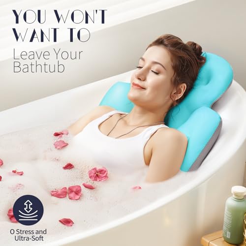 VOXOR Full Body Bath Pillow for Bathtub, Thick Bathtub Cushion, Luxury Tub Pillow for Bath for Headrest Neck and Back Support Ocean Blue 60" x 16" - Image 4