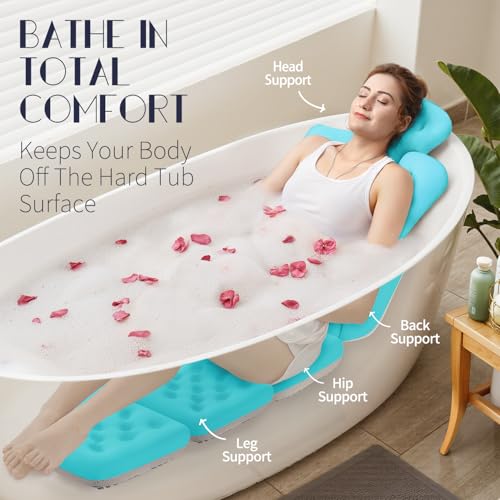 VOXOR Full Body Bath Pillow for Bathtub, Thick Bathtub Cushion, Luxury Tub Pillow for Bath for Headrest Neck and Back Support Ocean Blue 60" x 16" - Image 3