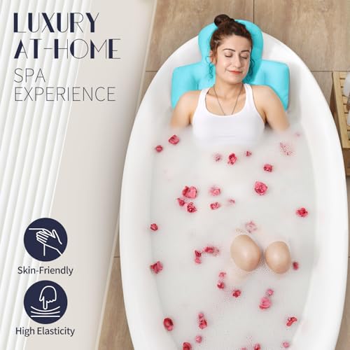VOXOR Full Body Bath Pillow for Bathtub, Thick Bathtub Cushion, Luxury Tub Pillow for Bath for Headrest Neck and Back Support Ocean Blue 60" x 16" - Image 2