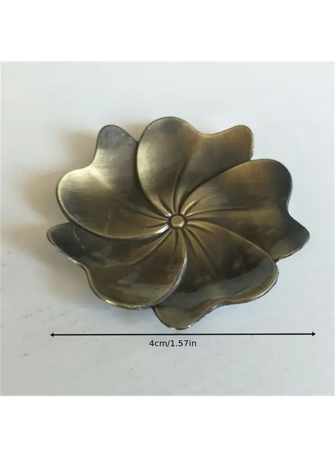 Vintage Metallic Flower Shaped Incense Holder Golden Finish Home Decor 1pc - Image 3