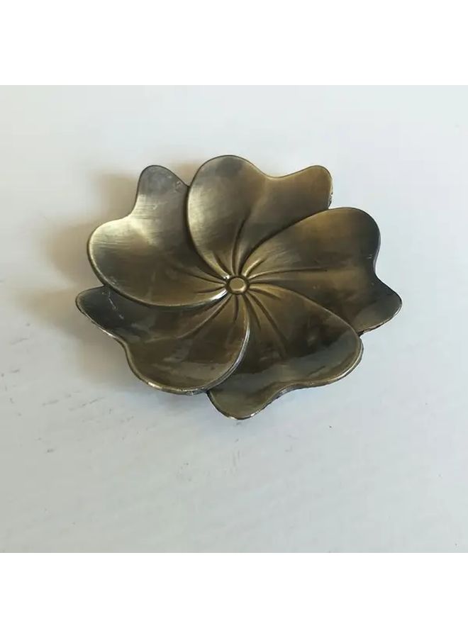 Vintage Metallic Flower Shaped Incense Holder Golden Finish Home Decor 1pc - Image 2