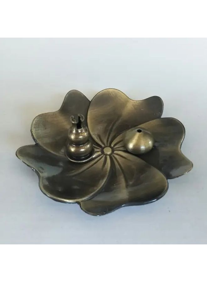 Vintage Metallic Flower Shaped Incense Holder Golden Finish Home Decor 1pc - Image 4