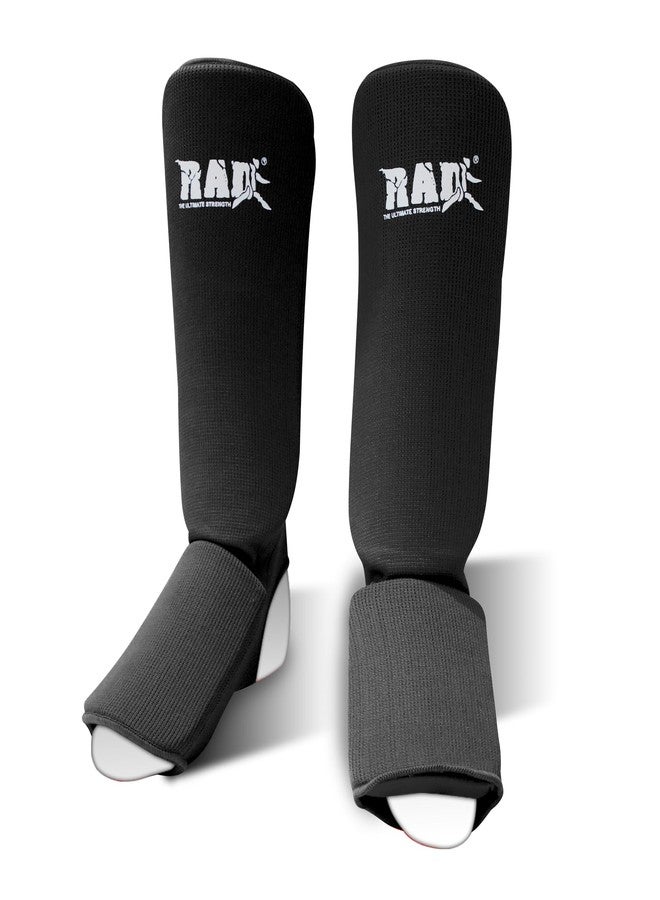 RAD MMA Shin Instep Foam Pad Support Boxing Leg Guards Foot Protective Gear Kickboxing Black (XL) - Image 1