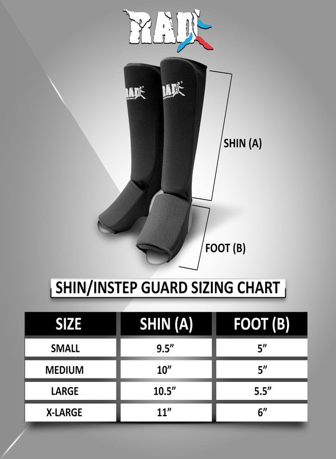 RAD MMA Shin Instep Foam Pad Support Boxing Leg Guards Foot Protective Gear Kickboxing Black (XL) - Image 4