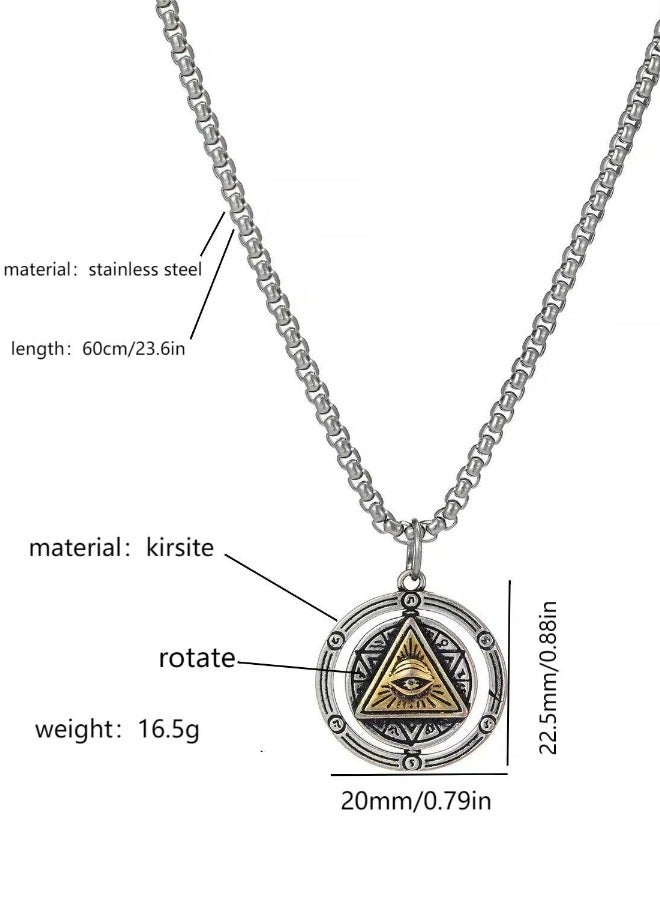 Rotatable double-sided titanium steel men's necklace  - Image 5