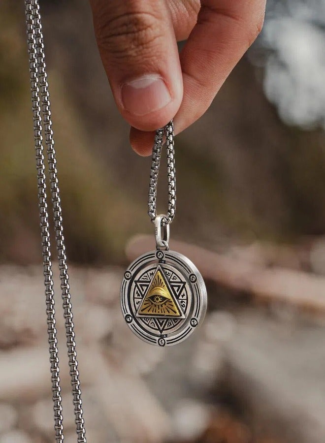 Rotatable double-sided titanium steel men's necklace  - Image 1