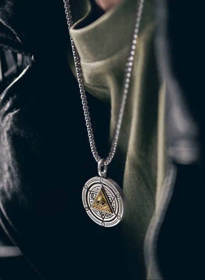 Rotatable double-sided titanium steel men's necklace  - Image 2