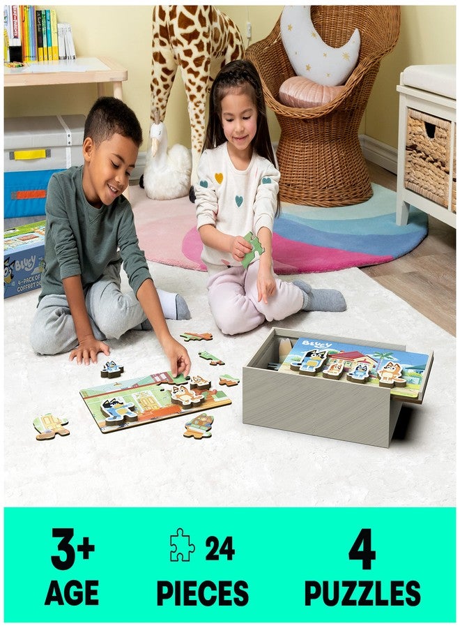 Spin Master Games, Bluey Puzzles 4-Pack, Wooden Jigsaw Puzzles for Preschoolers, 24 Pieces Each, Interchangeable Pieces, Bluey Birthday Gifts, for Kids Ages 3 & Up - Image 2