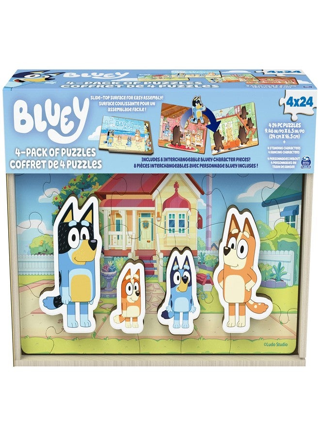 Spin Master Games, Bluey Puzzles 4-Pack, Wooden Jigsaw Puzzles for Preschoolers, 24 Pieces Each, Interchangeable Pieces, Bluey Birthday Gifts, for Kids Ages 3 & Up - Image 1