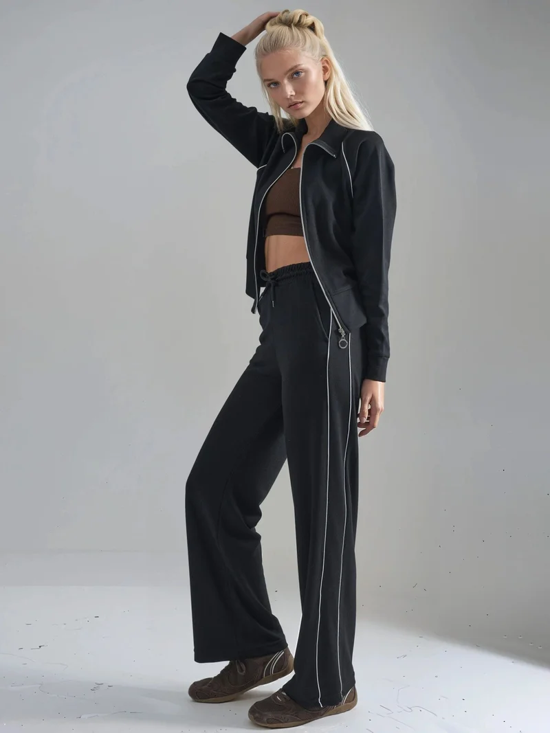 HICCUP Modal Touch Zippered Sweatshirt & Pants Two-Piece Set Bersan Collection