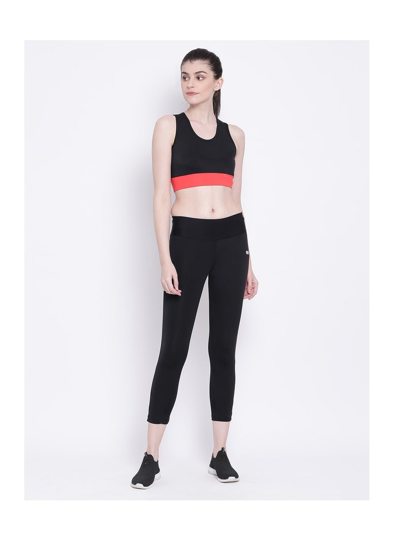 Clovia Active Ankle Length Tights in Black  - Image 1