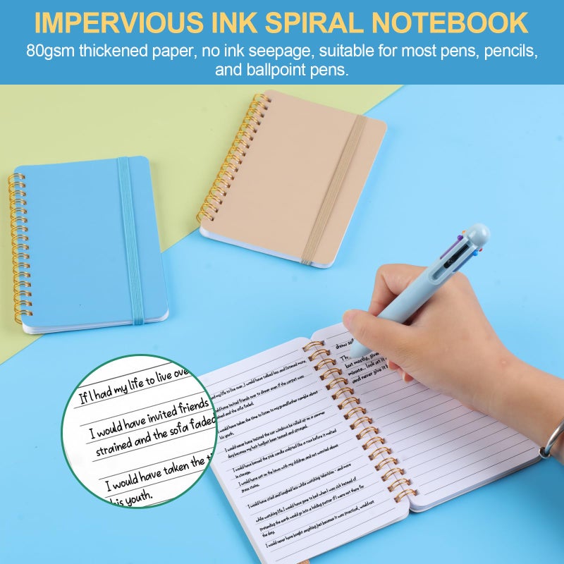 Azureal 6 PCS Small Spiral Notebook 4x6, Notebooks for Note Taking, Colorful Scheme Spiral Journal Notebook, Work Notebook Small Notebooks 4x6 with Strap, Cute Notebooks for Women 50Sheets/Note Books - Image 4