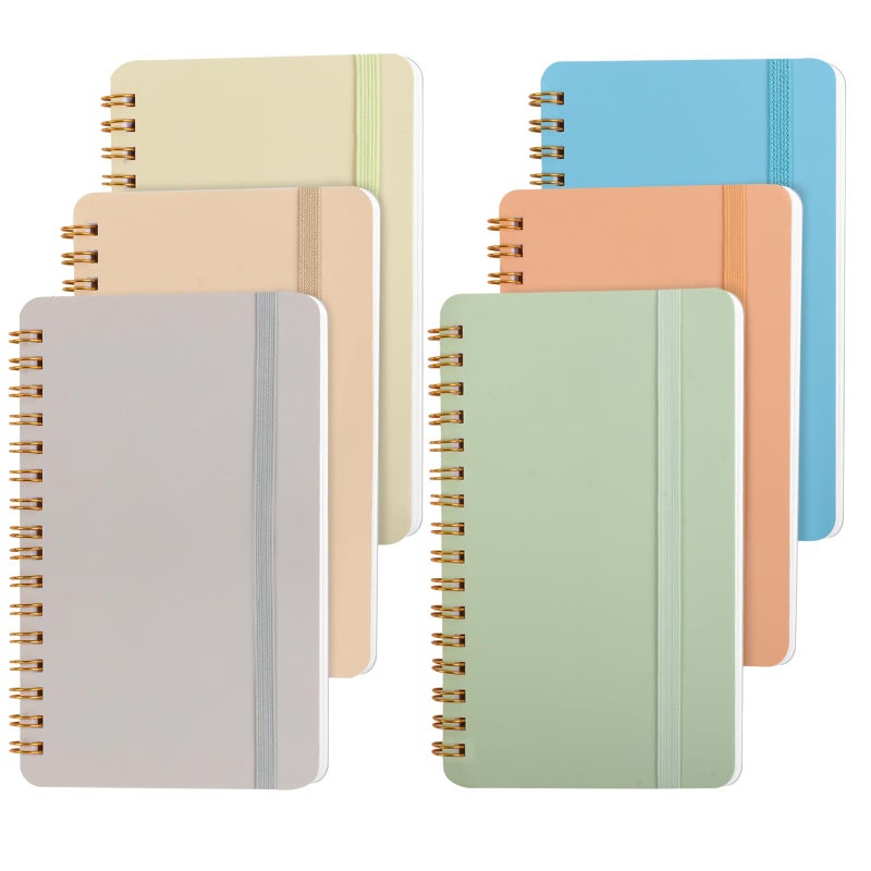 Azureal 6 PCS Small Spiral Notebook 4x6, Notebooks for Note Taking, Colorful Scheme Spiral Journal Notebook, Work Notebook Small Notebooks 4x6 with Strap, Cute Notebooks for Women 50Sheets/Note Books - Image 1