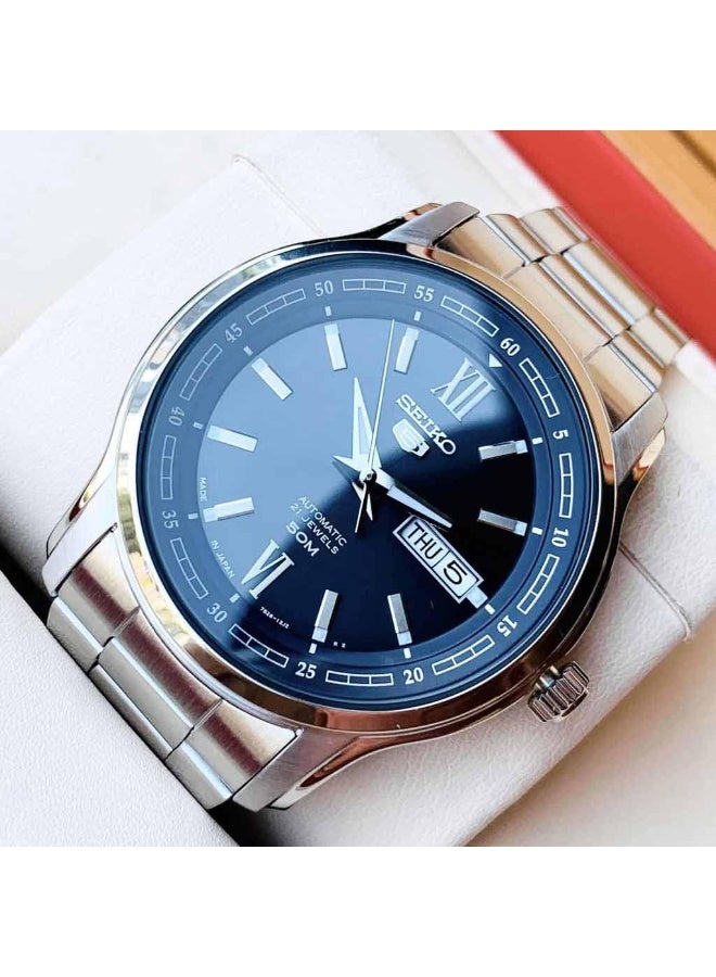 Seiko 5 SNKP17J1 Automatic Men’s Watch Blue Dial Stainless Steel Day-Date 21 Jewels Japan Made - Image 4