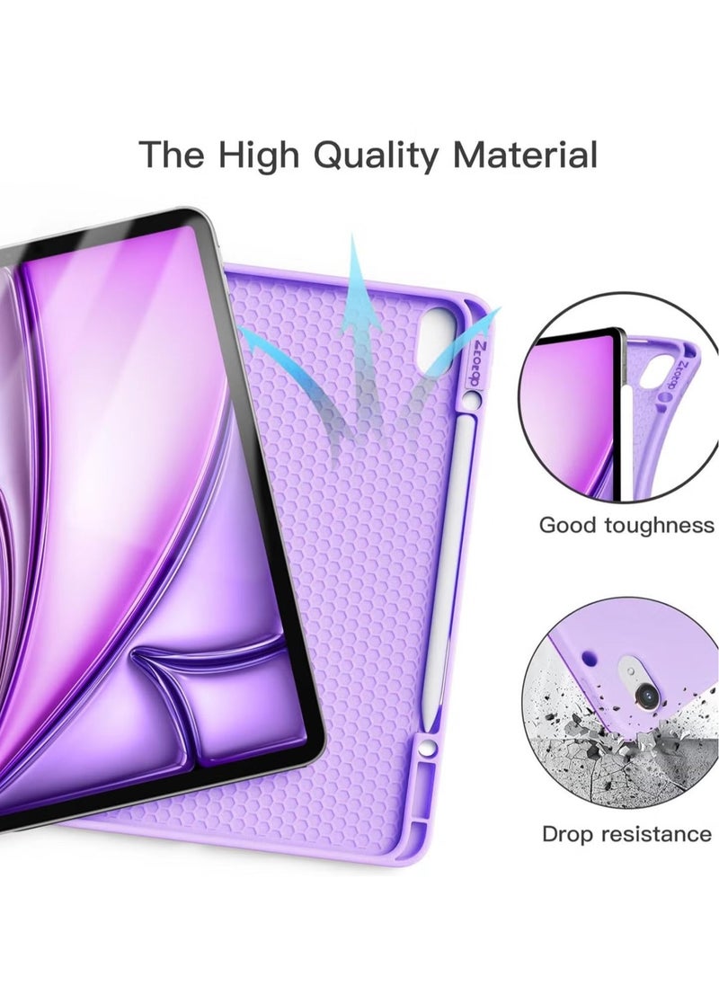 JAJEEK iPad Air 13 Inch M2 2024 Case – Smart Case with Pencil Holder, Supports Pencil Pro & Pencil (USB-C), Touch ID & Auto Wake/Sleep, Light Purple - Image 3