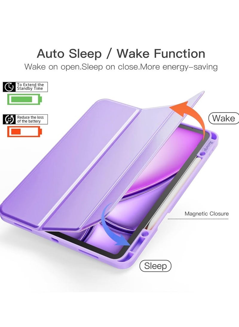 JAJEEK iPad Air 13 Inch M2 2024 Case – Smart Case with Pencil Holder, Supports Pencil Pro & Pencil (USB-C), Touch ID & Auto Wake/Sleep, Light Purple - Image 2
