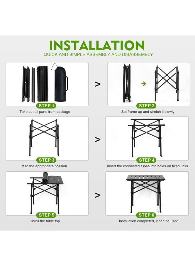 Outdoor Camping Folding Table，Lightweight Folding Table with Aluminum Table Top and Carry Bag, Easy to Carry, Perfect for Outdoor,  Cooking, Beach,Picnic, Hiking, Fishing（53×51×50cm） - Image 4