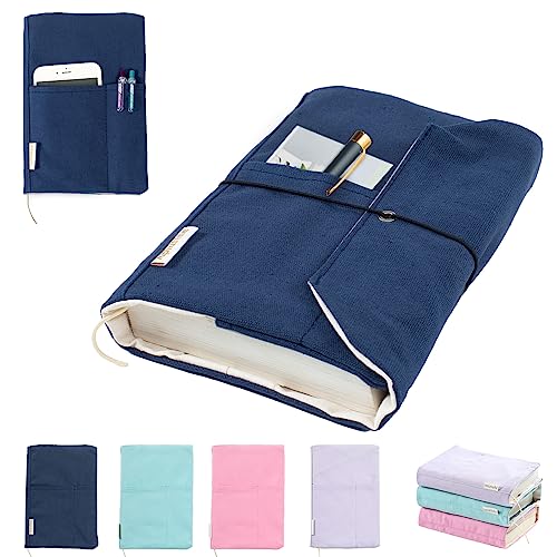 Aplufine Canvas Book Covers, Washable Book Protector, Book Cover for Paperback Novels, Adjustable Book Cover for Hardcover with Pockets for Pen, Soft Cover Books, Book Lovers Gifts - Image 1