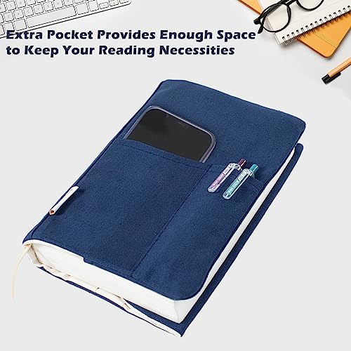 Aplufine Canvas Book Covers, Washable Book Protector, Book Cover for Paperback Novels, Adjustable Book Cover for Hardcover with Pockets for Pen, Soft Cover Books, Book Lovers Gifts - Image 3