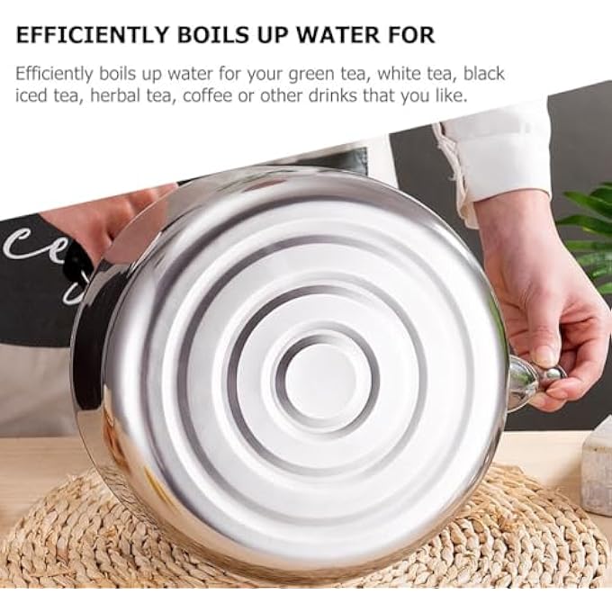 DOITOOL Stainless Steel Whistling Tea Kettle 3L Teapot Silver Classic Stovetop Kettle - Image 5