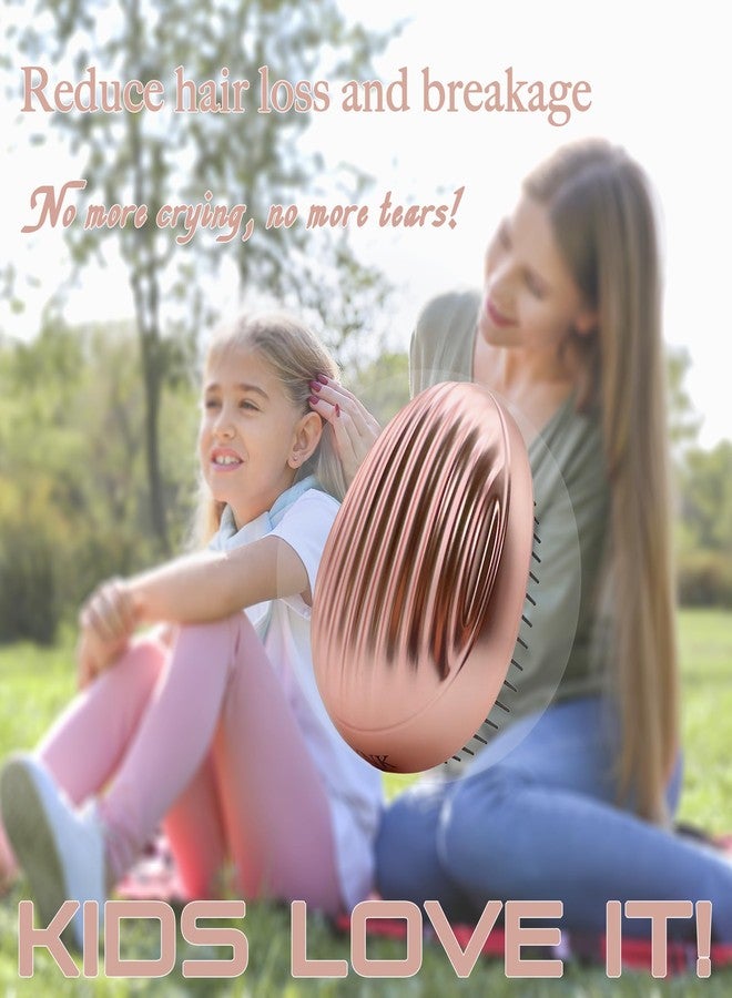 WYNK Shell Shaped Travel Hair Brush - Detangling Brush for Women & Men, Compact Portable Hair Brush for Thick/Curly Hair, Scalp Massage Brush with Protective Cover, Champagne Gold (Gift Ready) - Image 2