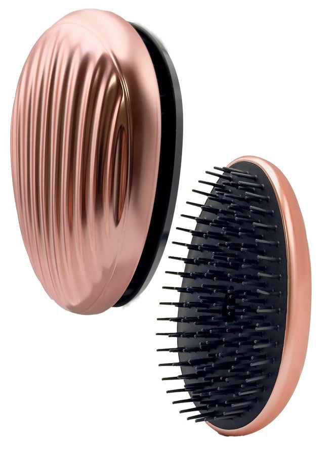 WYNK Shell Shaped Travel Hair Brush - Detangling Brush for Women & Men, Compact Portable Hair Brush for Thick/Curly Hair, Scalp Massage Brush with Protective Cover, Champagne Gold (Gift Ready) - Image 1