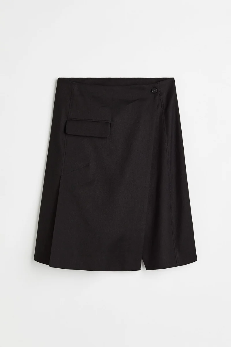 H&M Linen-blend wrapover skirt