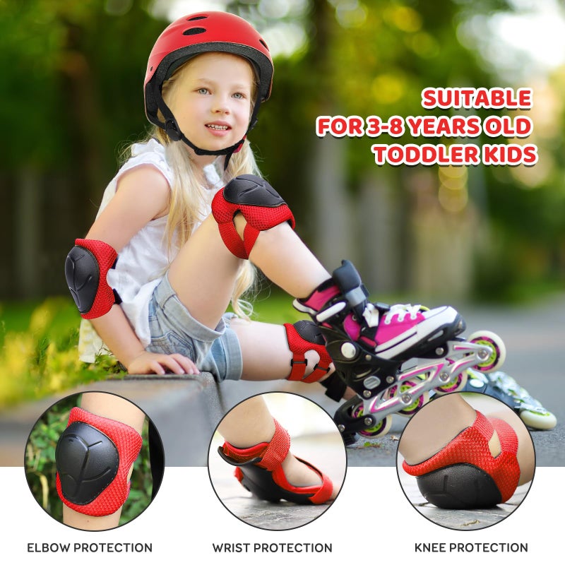 KUYOU Sports Protective Gear Safety Pad Safeguard (Knee Elbow Wrist) Support Pad Set Equipment for Kids Youth Roller Bicycle BMX Bike Skateboard Hoverboard Protector Guards Pads - Image 2