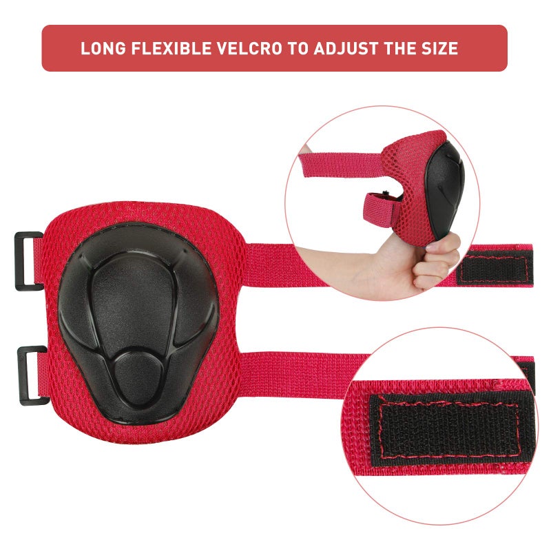 KUYOU Sports Protective Gear Safety Pad Safeguard (Knee Elbow Wrist) Support Pad Set Equipment for Kids Youth Roller Bicycle BMX Bike Skateboard Hoverboard Protector Guards Pads - Image 5