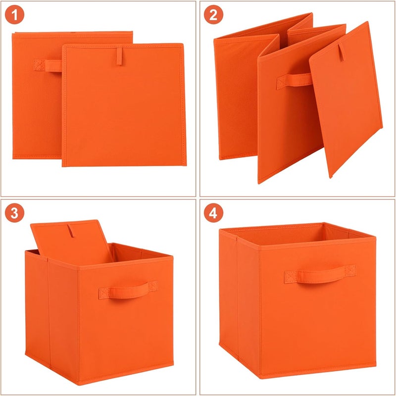 Stero 13x13x13 Inch Fabric Storage Bins 6 Pack Fun Colored Durable Storage Cubes with Handles Foldable Cube Baskets for Home, Kids Room, Closet and Toys Organization Orange-Multi Colors-2 - Image 3