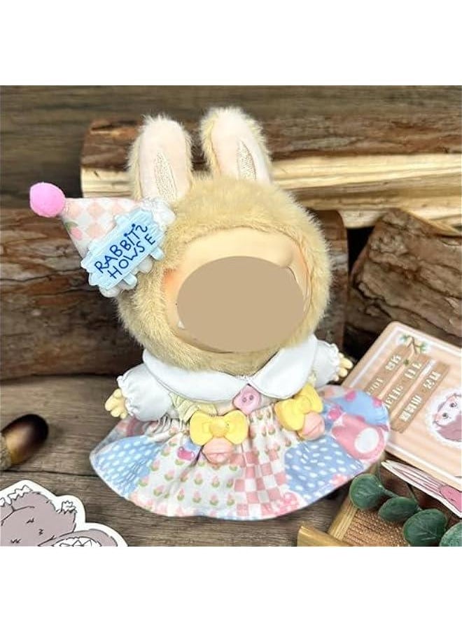 Arabest - Labubu Doll Clothes Set - 17cm Labubu Outfits for Pop Mart Dolls, Includes Chic Style Clothes + Overalls, Perfect for Labubu Macaron & Have a Seat Series (Rabbit) - Image 1