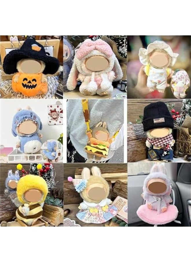 Arabest - Labubu Doll Clothes Set - 17cm Labubu Outfits for Pop Mart Dolls, Includes Chic Style Clothes + Overalls, Perfect for Labubu Macaron & Have a Seat Series (Rabbit) - Image 1