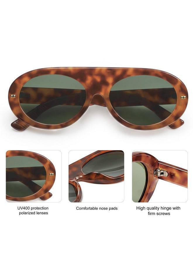 Sojos Trendy Flat Top Polarized Sunglasses For Women Men Retro Chunky Frame Oval Lens Sun Glasses Sj2279  - Image 4