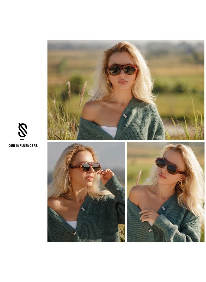 Sojos Trendy Flat Top Polarized Sunglasses For Women Men Retro Chunky Frame Oval Lens Sun Glasses Sj2279  - Image 2