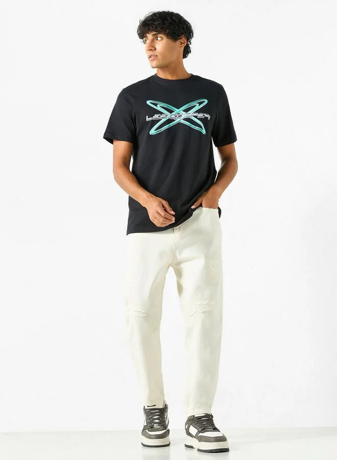 لي كوبر تيشيرت لي كوبر بطبعة شعار ورقبة دائرية وأكمام قصيرة