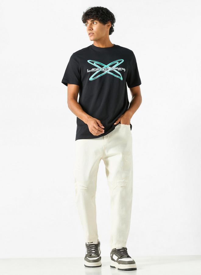 Lee Cooper Logo Print Crew Neck T-shirt with Short Sleeves - Image 2