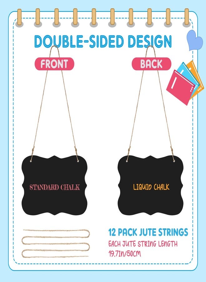 MotiMind 12 Pcs 4 x 6 Inch Acrylic Mini Chalkboard Hanging Sign with String 9 Pcs Liquid Chalk Markers for Party Buffet Wedding Birthday Kitchen Home Decoration - Image 3