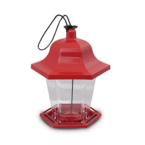 Pennington Songbird Lantern Bird Feeder, Red, 8 inches high 6 inches Wide at top, (100511311) - Image 1