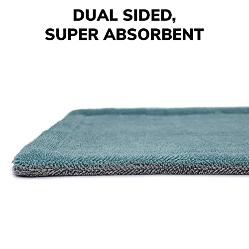 ShineXPro Microfiber Cloth For Car - Puremagic 1100 Gsm Twisted Loop Super Absorbent Towel - 50X80 Cm - Edgeless Design With Plush Pile, Lint Free Cloth For Drying & Detailing, Aqua Blue & Grey - Image 3