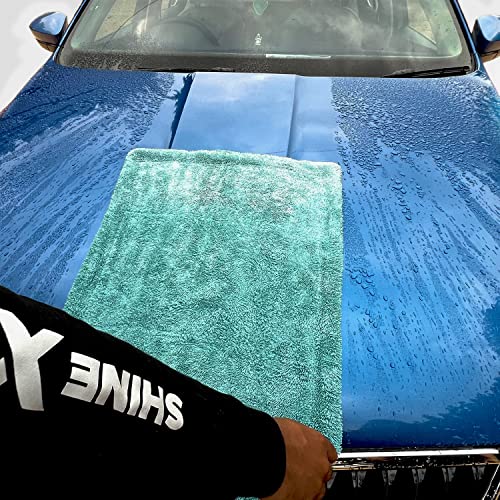 ShineXPro Microfiber Cloth For Car - Puremagic 1100 Gsm Twisted Loop Super Absorbent Towel - 50X80 Cm - Edgeless Design With Plush Pile, Lint Free Cloth For Drying & Detailing, Aqua Blue & Grey - Image 5