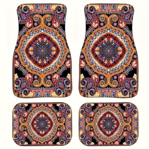 EOHMAK Car Floor Mats NonSlip Automotive Floor Mats AllWeather Front Rear Car Floor Foot Mat Sets of 4 Pieces Foot Mats Rugs Carpet for Car Trucks SUV Sedans Colorful - Image 1