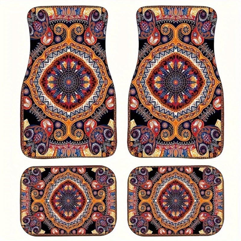 EOHMAK Car Floor Mats NonSlip Automotive Floor Mats AllWeather Front Rear Car Floor Foot Mat Sets of 4 Pieces Foot Mats Rugs Carpet for Car Trucks SUV Sedans Colorful - Image 2