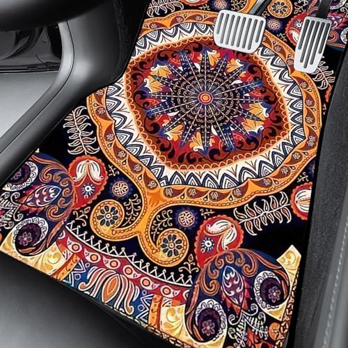 EOHMAK Car Floor Mats NonSlip Automotive Floor Mats AllWeather Front Rear Car Floor Foot Mat Sets of 4 Pieces Foot Mats Rugs Carpet for Car Trucks SUV Sedans Colorful - Image 3