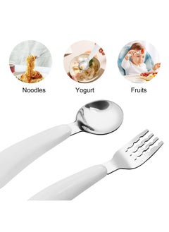 VANRA 2 Pieces Toddler Fork And Spoon Set With Travel Case 18/8 Stainless Steel Toddler Utensils Kids Silverware Children Flatware Child Cutlery Set For School Lunch Box (White)  - Image 4