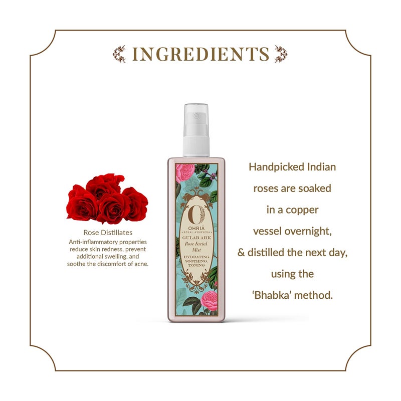 Ohria Ayurveda Gulab Ark Rose Facial Mist Facial Tonic Mist Hydrating Daily Toner For Glowing Skin Hydrates Plumps Minimises Open Pores for Glowing Skin 100ml - Image 4