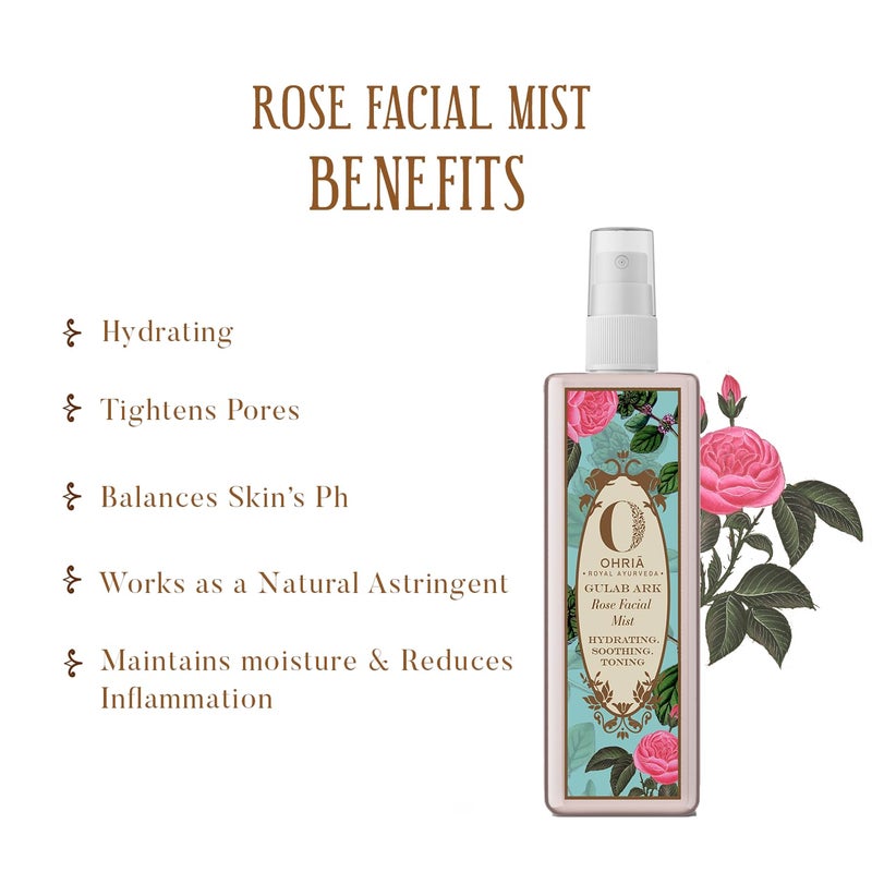 Ohria Ayurveda Gulab Ark Rose Facial Mist Facial Tonic Mist Hydrating Daily Toner For Glowing Skin Hydrates Plumps Minimises Open Pores for Glowing Skin 100ml - Image 5